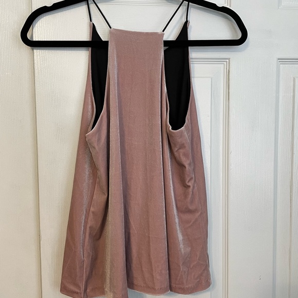 Necessary Objects Velvet Faux Pink Tank - Picture 3 of 4